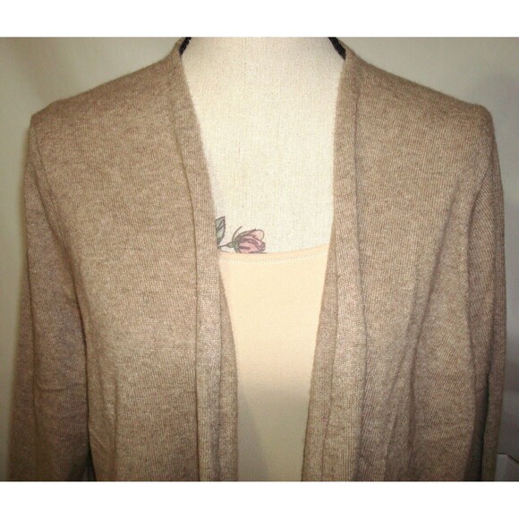 NWT New Womens XL 1X 2X Ryllace Plus 100% Cashmere Open Cardigan Sweater Tan Bro - Picture 4 of 8